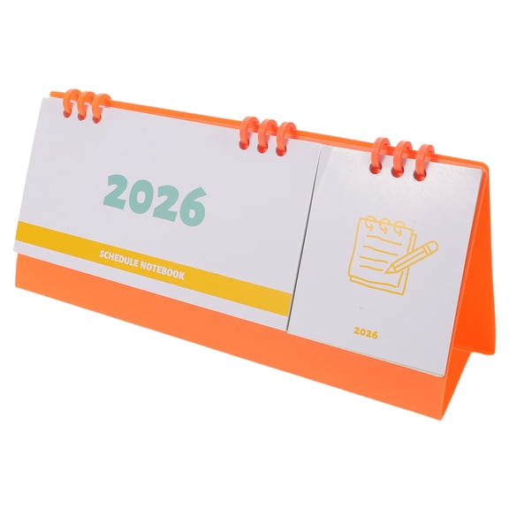 LOLIPPYY 2026 Modern Orange Desktop Planner with Spiral Binding and Stable Stand for Office Task Organization
