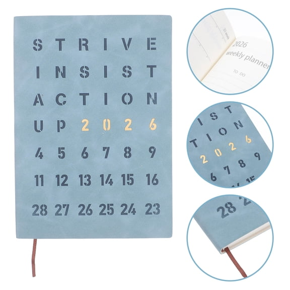 LOLIPPYY 2026 Monthly Planner Notepad in Blue PU for Time Management 1Pack