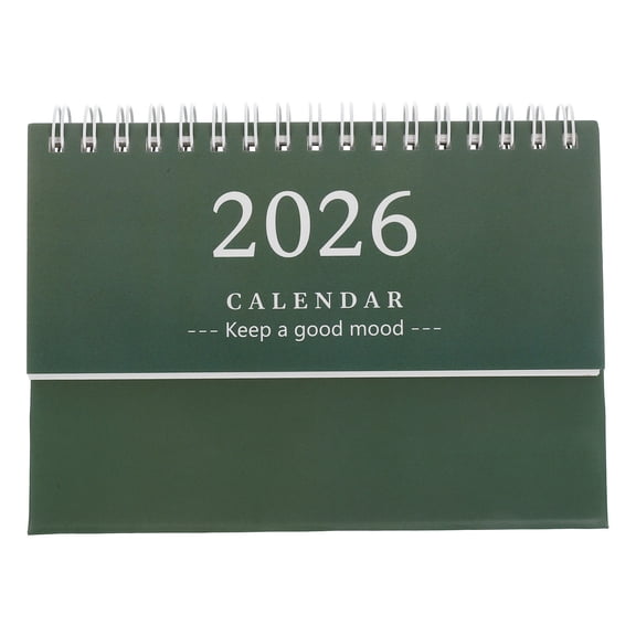 LOLIPPYY 2026 Small Standing Desk Calendar Green with Foldable Stand for Daily Planning and Office Use