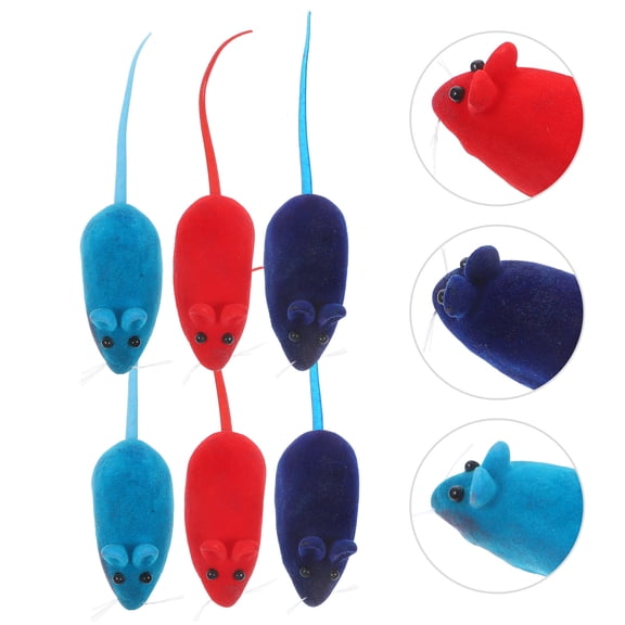 LOLIPPYY 20PCS Squeaky Rat Toy with Noise Flocking for Kitten Accessories