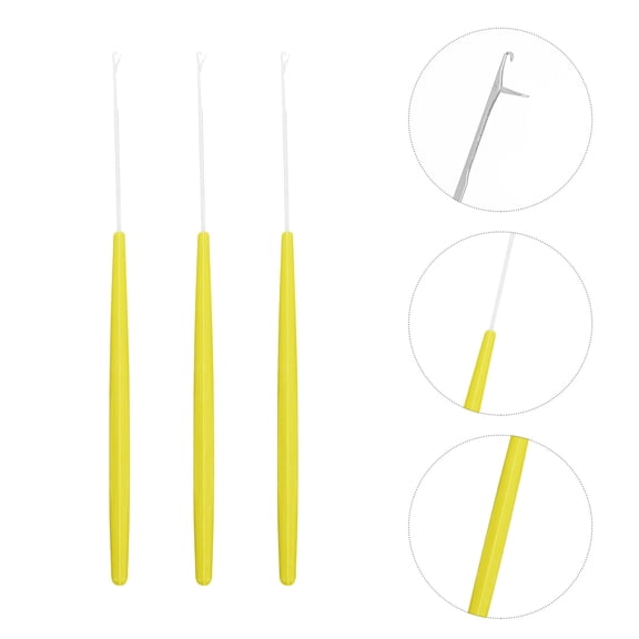 LOLIPPYY 20Pack Hair Stylists Crochet Tools Plastic Handle Hook Yellow Hair Extension DIY Projects