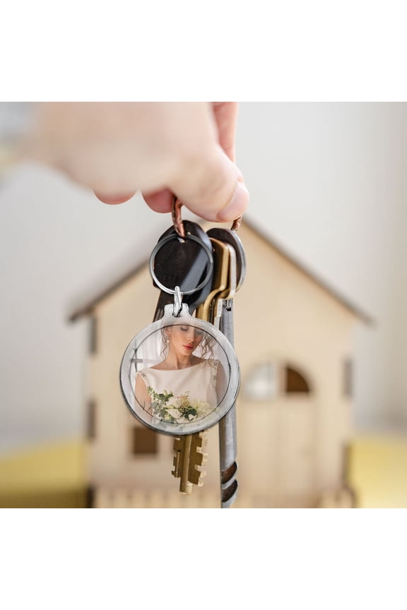 20Pcs Acrylic Key Chain Photo Frame Pendant Small Transparent Key Ornament for Travel and Anniversary Memories