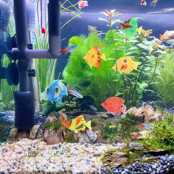 LOLIPPYY 20Pcs Artificial Floating Tropical Fish Aquarium Decor Plastic Fish Tank Decorations