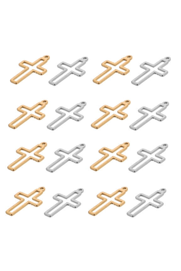 20Pcs Assorted Color Hollow Cross Pendant Unique Outline Charm for Christian Jewelry DIY