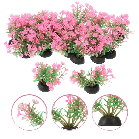 LOLIPPYY 20Pcs Betta Fish Tank Accessories Pink Plastic Plants Aquarium Decorations Durable and Lifelike