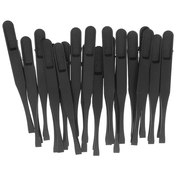 LOLIPPYY 20Pcs Black Carbon Fiber Plastic Stamp Tweezers for Office Precise Grip and Static Free Handling