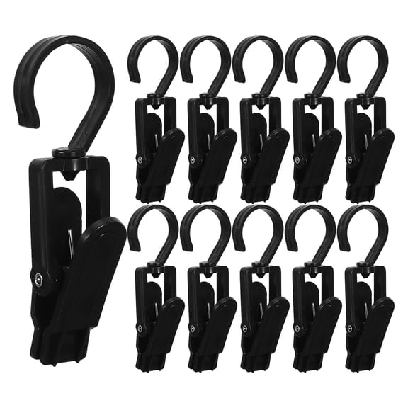 LOLIPPYY 20-Pack Black Plastic Laundry Clips with 360-Degree Rotating Hooks for Convenient and Secure Clothes Hanging