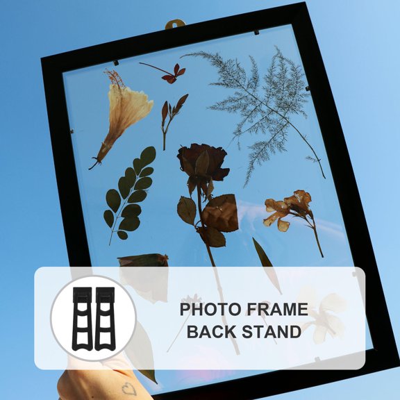 LOLIPPYY 20Pcs Black Plastic Picture Frame Back Supports Easy Assembly Photo Display Stand
