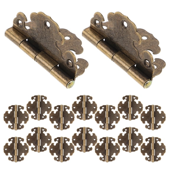 LOLIPPYY 20Pcs Bronze Cabinet Hinges Vintage Engraving Design Hinges for Wardrobe Furniture and Door Use