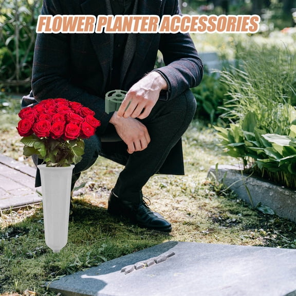 LOLIPPYY 20Pcs Cemetery Flower Holder Dark Green for Stability Enhancement in Grave Decorations