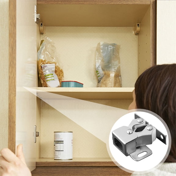 LOLIPPYY 20Pcs Closet Door Roller and Cabinet Catch Double Roller Catch Smooth Plated Silver Steel