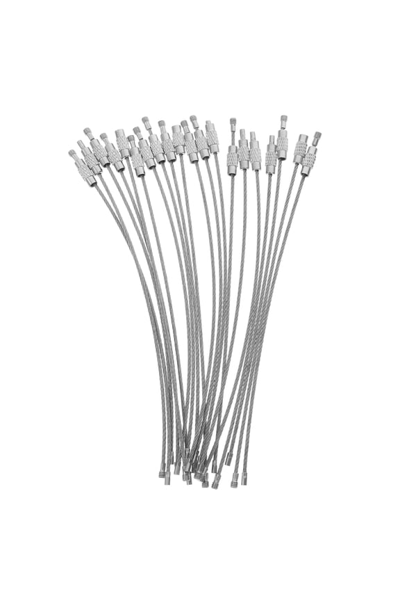 20Pcs Connectable Stainless Steel Wire Keychain Loops for Hiking and Luggage Tags