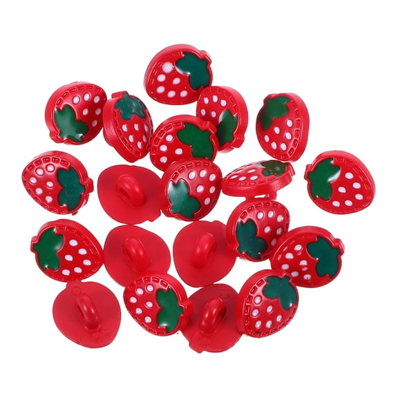 LOLIPPYY 20 Pieces Cute Red Fruit Buttons with Soft Strawberry Design for Sweaters, Coats, Crafts, Sewing and Projects