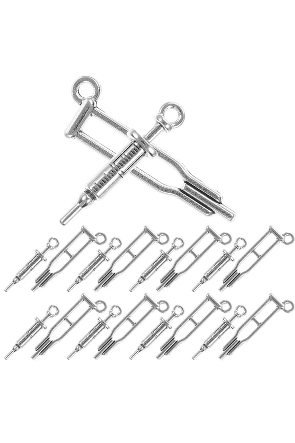 20Pcs Decorative Doctor Pendant Key Chains Silver for Party Supplies and Bag Decorations