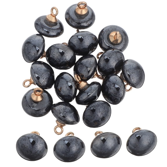 LOLIPPYY 20 Pieces Black Dome Mushroom Buttons, Resin Half Round Decorative Sewing Buttons with Metal for Crafts