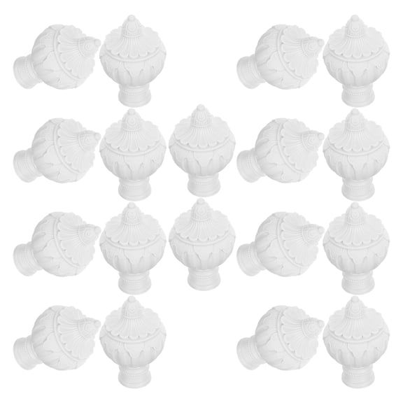 LOLIPPYY White Acrylic Curtain Rod End Caps, 20 Pieces, Easy to Install Decorative Finials for Home Window Treatments