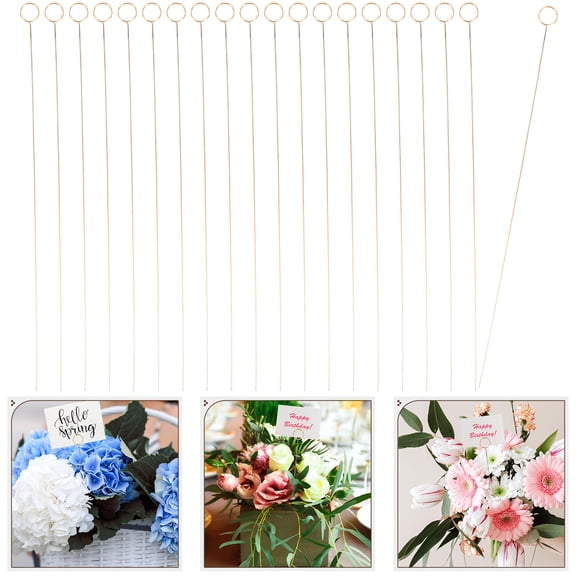 LOLIPPYY 20Pcs Floral Card Holder Sticks Metal Clips for Photo Memo and Celebration Party Use