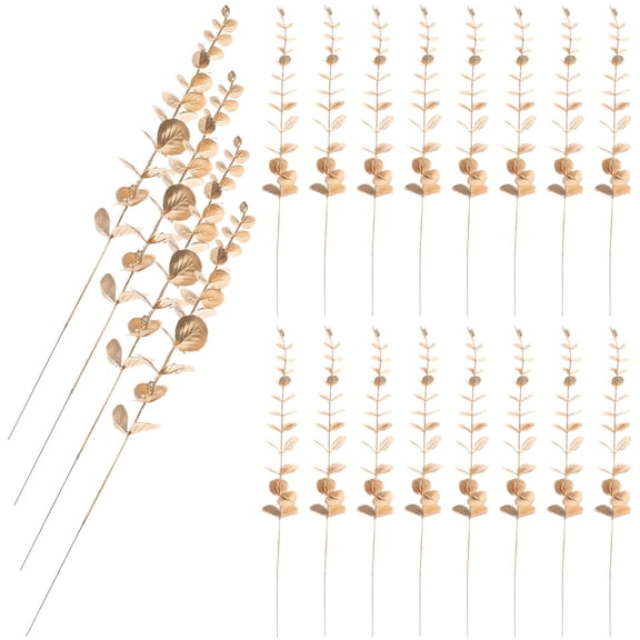 LOLIPPYY 20Pcs Golden Faux Eucalyptus Bundle for Seasonal Decor and Stylish Floral Arrangements