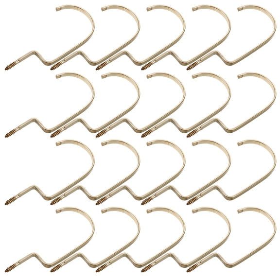 LOLIPPYY 20Pcs Golden Screw in Heavy Duty Clothes Hanger Hooks Flat Metal for Shirts Pants and Storage