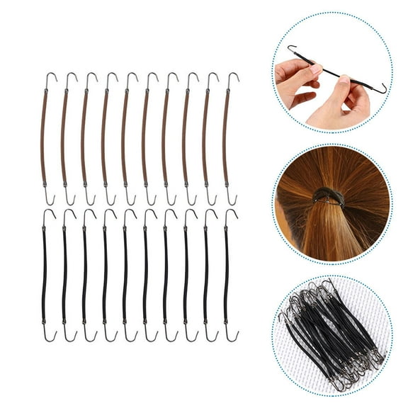 LOLIPPYY 20-Pack Hair Ties with Dual-Hook Design for Girls, Ideal for Outdoor Activities, Coffee Color