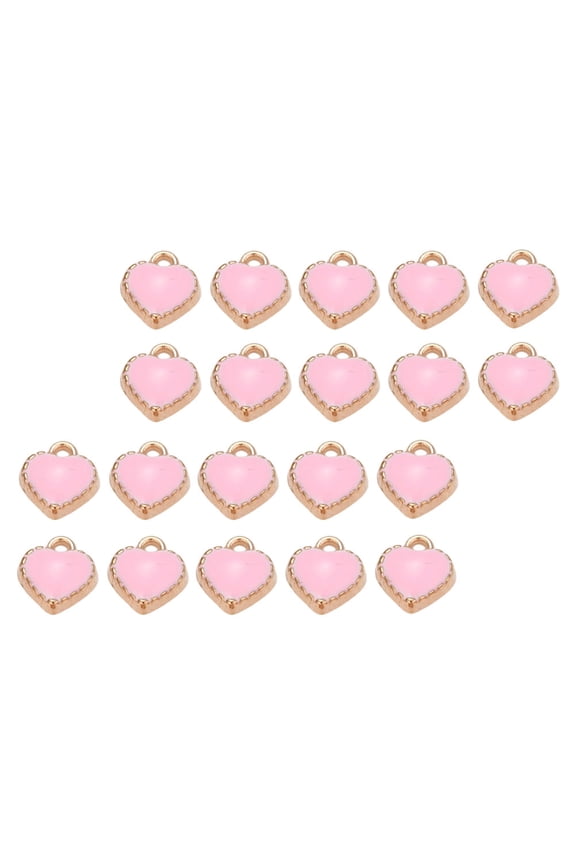 20 Pieces Pink Heart Pendant Charms for Crafting Projects, Simple Design Accessories for Women Jewelry Making