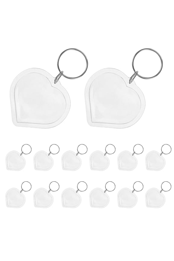 20Pcs Heart Shape Clear Acrylic Photo Keychains Easy Insert Frame for Crafting