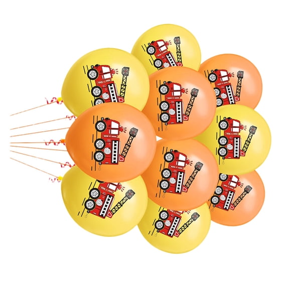 LOLIPPYY 20Pcs Latex Balloons with Fire Fighting Truck Pattern for Themed Party Decorations