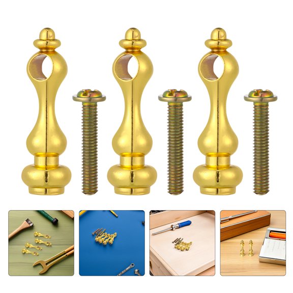 LOLIPPYY 20Pcs Metal Post End Caps with Plated Gold Finish for Cabinet and Glass Railing Hardware