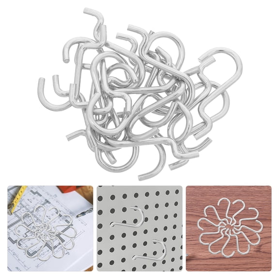 LOLIPPYY 20Pcs Metal Utility Hooks Iron Wire Silver for Tool and Garage Wall Storage
