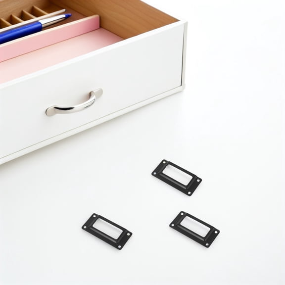 LOLIPPYY 20Pcs Multipurpose Black Metal Label Frames for Drawer and Cabinet Hardware