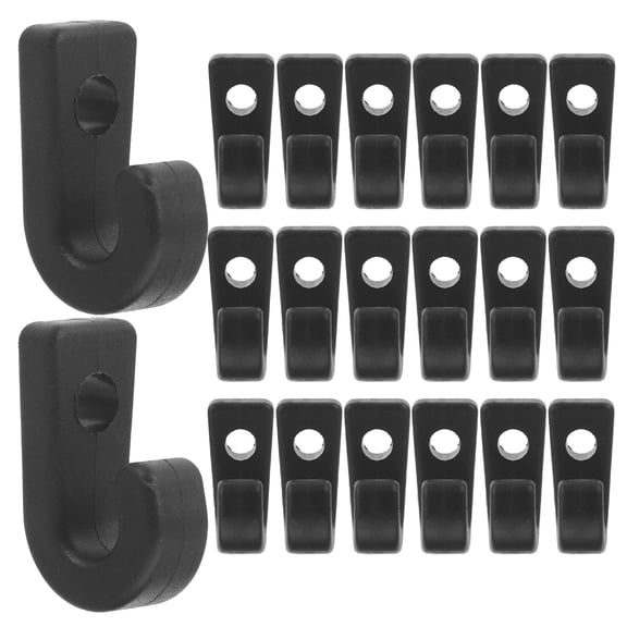 LOLIPPYY 20Pcs Nylon Kayak J Shaped Lashing Hooks Black Bungee Cord Clips for Boat Deck Rigging Accessories