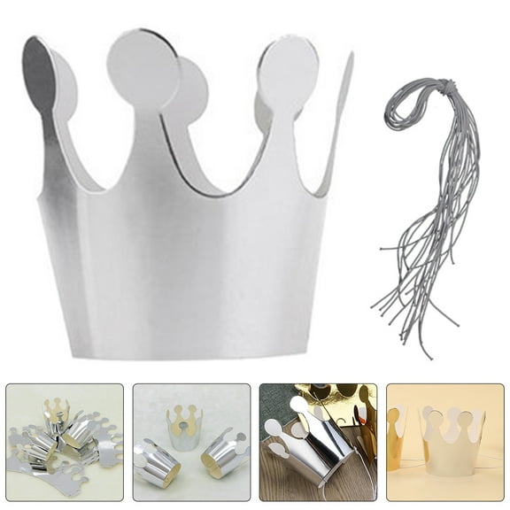 LOLIPPYY Children Birthday Headdress Paper Crowns Silver 20pcs 3.46X2.36X2.36in