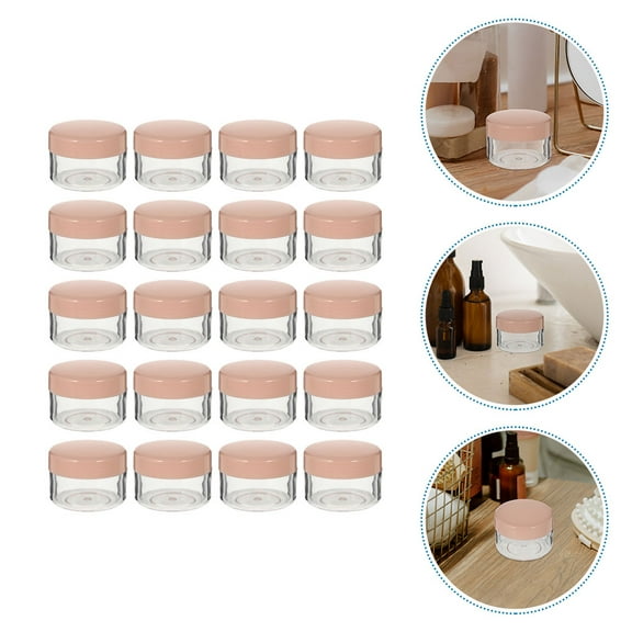 LOLIPPYY 20Pcs Pink Compact Travel Cream Containers Airtight Sub Case for Skincare Storage
