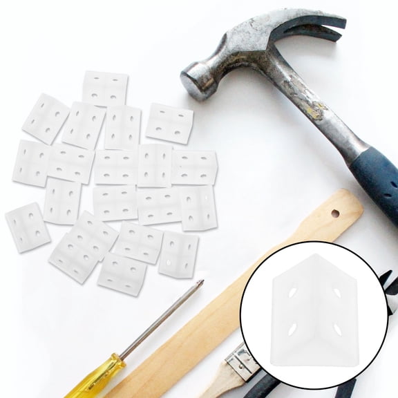 LOLIPPYY 20Pcs Plastic L Shape Angle Brackets with 4 Hole Design for Home Drawer and Shelf Support