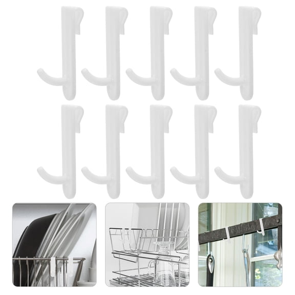LOLIPPYY 20Pcs Plastic Wire Shelf Hooks for Pegboard Grid Wall Display White Organizer Clips