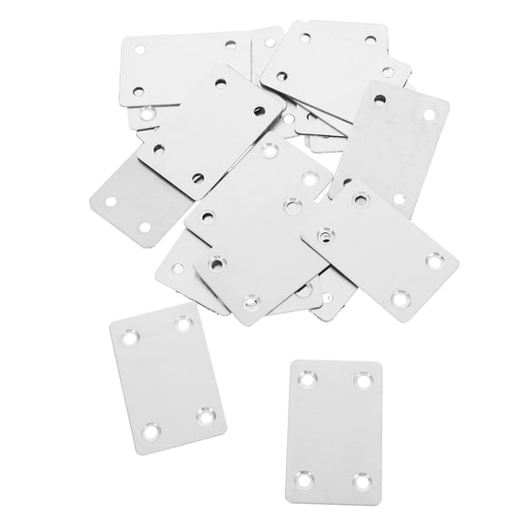 LOLIPPYY 20Pcs Plated Silver Metal Joining Plates for Wood Furniture Straight Brackets Durable