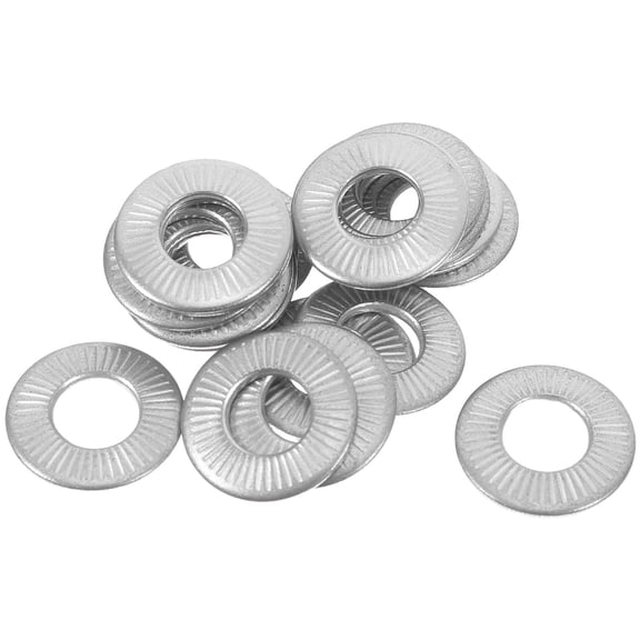 LOLIPPYY 20Pcs Plated Silver Stainless Steel Knurled Spring Washers Set for Anti-Loosening Fastening
