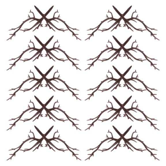 LOLIPPYY 20Pcs Realistic Plastic Antlers for Crafts Durable Brown Decorative Tree Branch Twigs