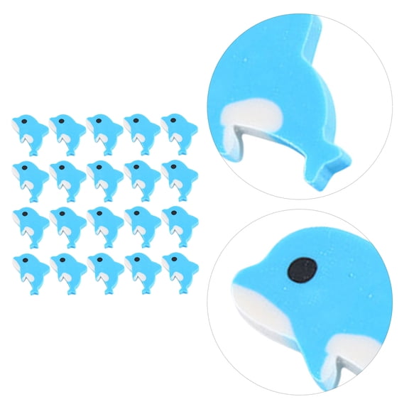 LOLIPPYY 20Pcs Realistic Sky Blue Dolphin Erasers Fun Marine Life Decorative Home Supplies