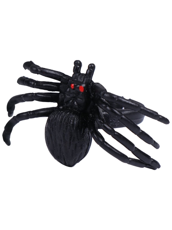 20Pcs Ring Black Plastic Spider Party Plaything Durable with Smooth Finish