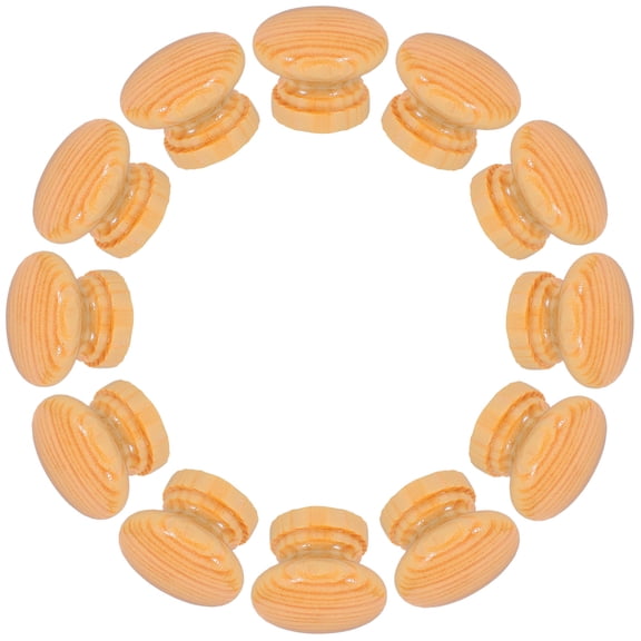 LOLIPPYY 20Pcs Round Drawer Pulls Wooden Cabinet Knobs Light Brown for Homeowners