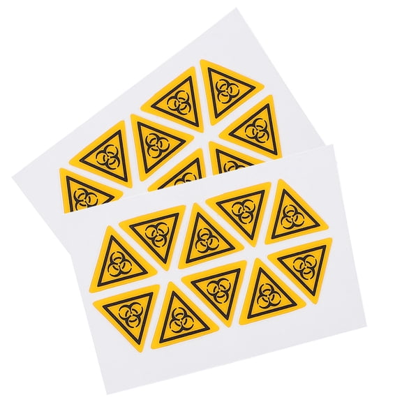 LOLIPPYY 20Pcs Self Adhesive Yellow Warning Label Stickers for Lab and Industrial Safety