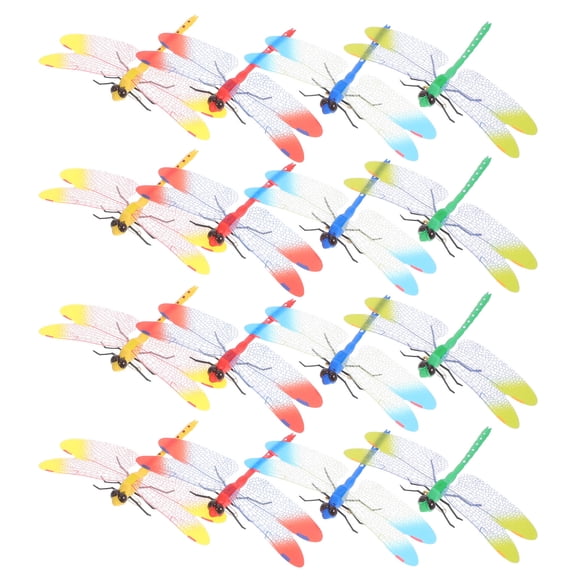 LOLIPPYY 20Pcs Plastic Dragonfly Model Assorted Colors for Indoor Garden Decor