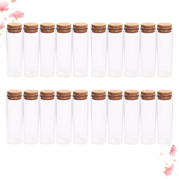 LOLIPPYY 20pcs Glass Cork Vials Transparent High Borosilicate Glass Storage Containers