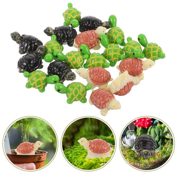 LOLIPPYY 20Pcs Small Resin Turtle Figurine for Micro Landscape Garden and Flower Pot Decoration Assorted Color