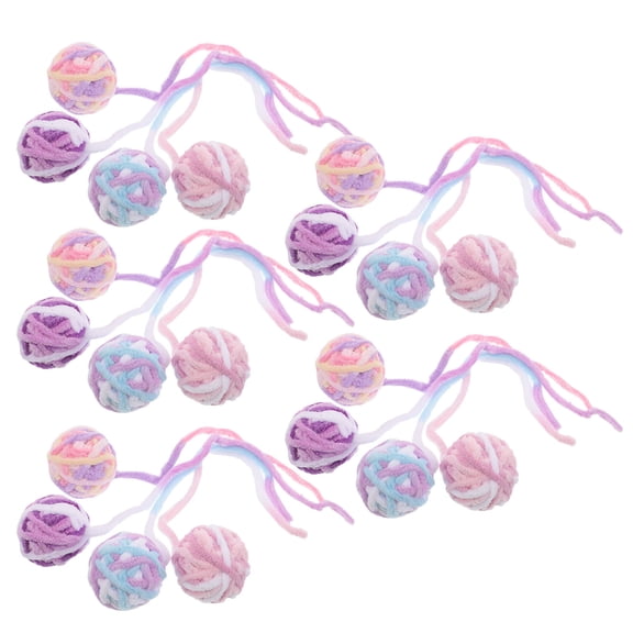 LOLIPPYY 20Pcs Small Wool Yarn Cat Balls with Chirping Bell Sound for Indoor Cat Sensory Stimulation
