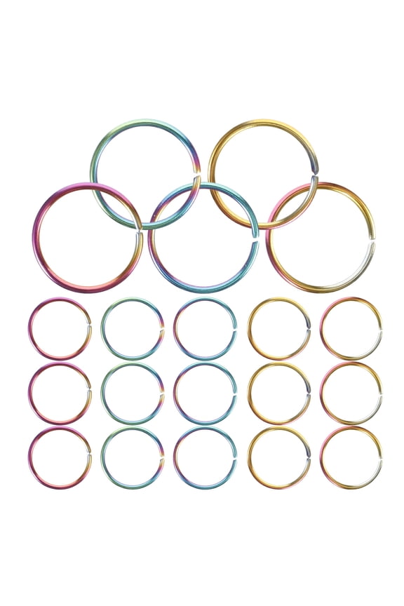 20-Pack Round Stainless Steel Key for Crafts, Multi-Color Split for Projects