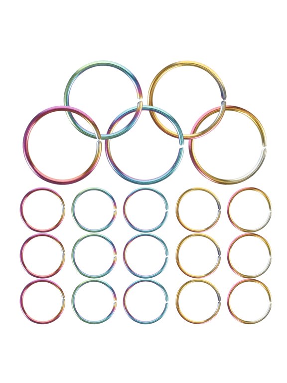 20-Pack Round Stainless Steel Key for Crafts, Multi-Color Split for Projects