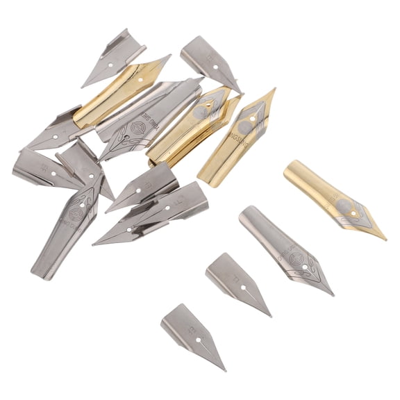LOLIPPYY 20Pcs Steel Fountain Pen Nibs Replacement Assorted Sizes for Calligraphy Painting and Signing