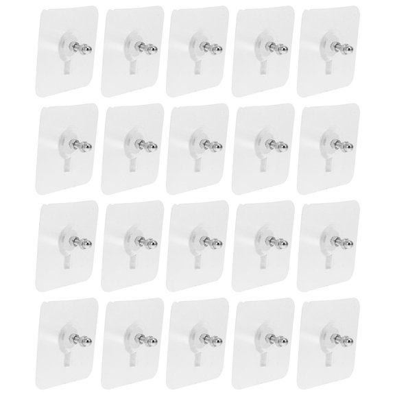 LOLIPPYY 20Pcs Wall Adhesive Hooks Transparent Self Adhesive Non Trace Strong Viscosity Hangers for Home